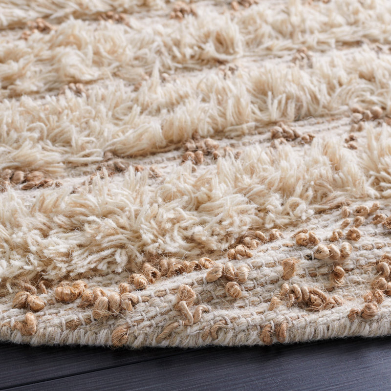 Tapis beige en laine / jute / coton tissé à la main Natura, Rond 6 pi