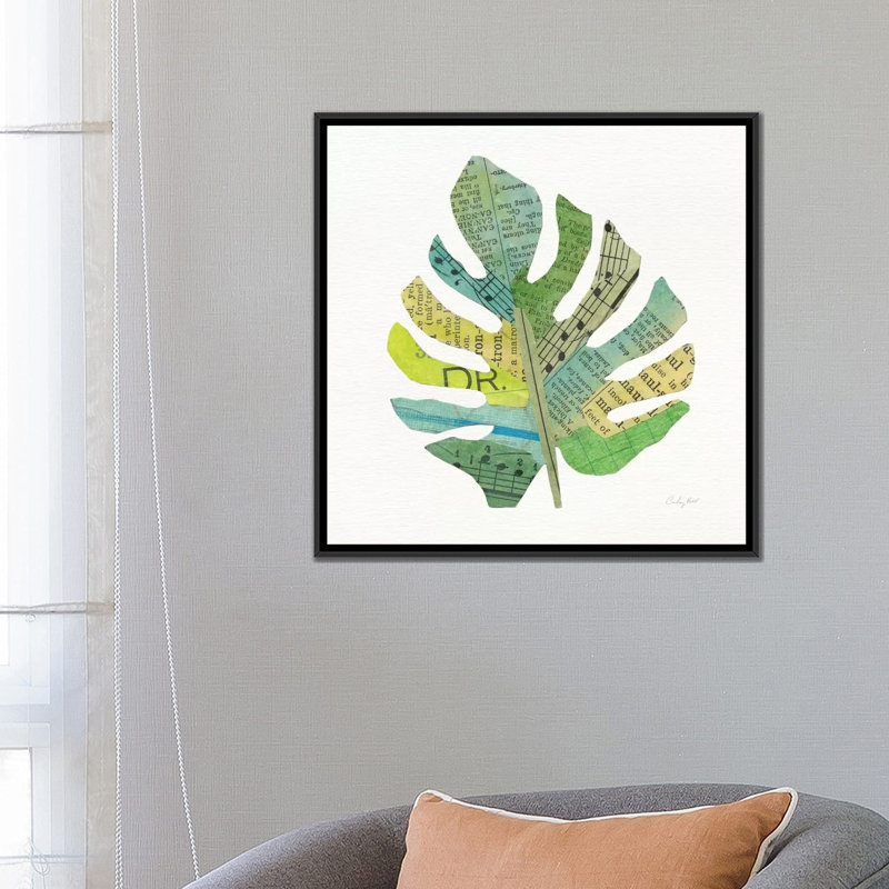 « tropical fun palms ii », impression sur toile, H 18 po x l 18 po x P 1,5 po, Toile avec cadre noir, Pas de tapis