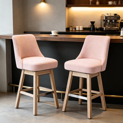 Tabourets de bar pivotants à 360 °, tabourets de bar rembourrés modernes en tissu Boucle
