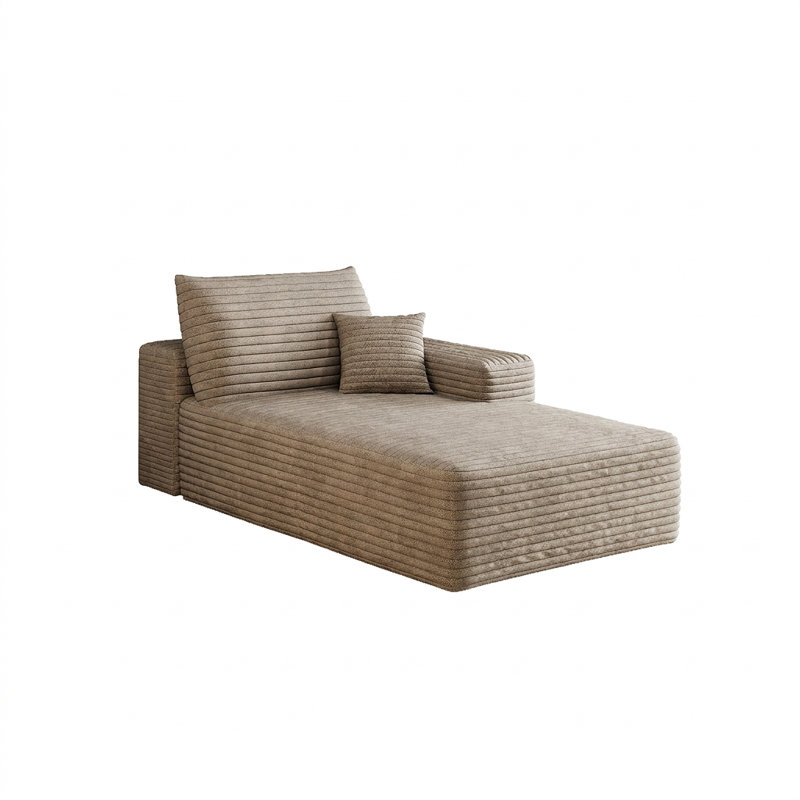 Canapé-lit modulaire moderne avec méridienne, sans assemblage requis, Chameau