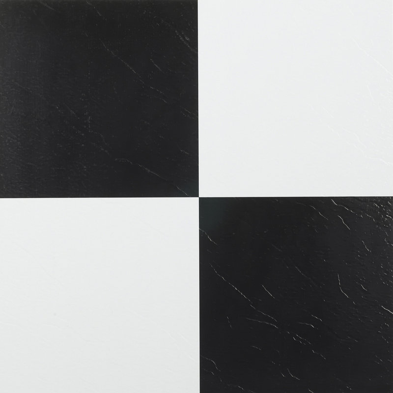 Woven Trends Tivoli Self Adhesive Vinyl Floor Tiles, 45 Pcs, 12" X 12", Black & White