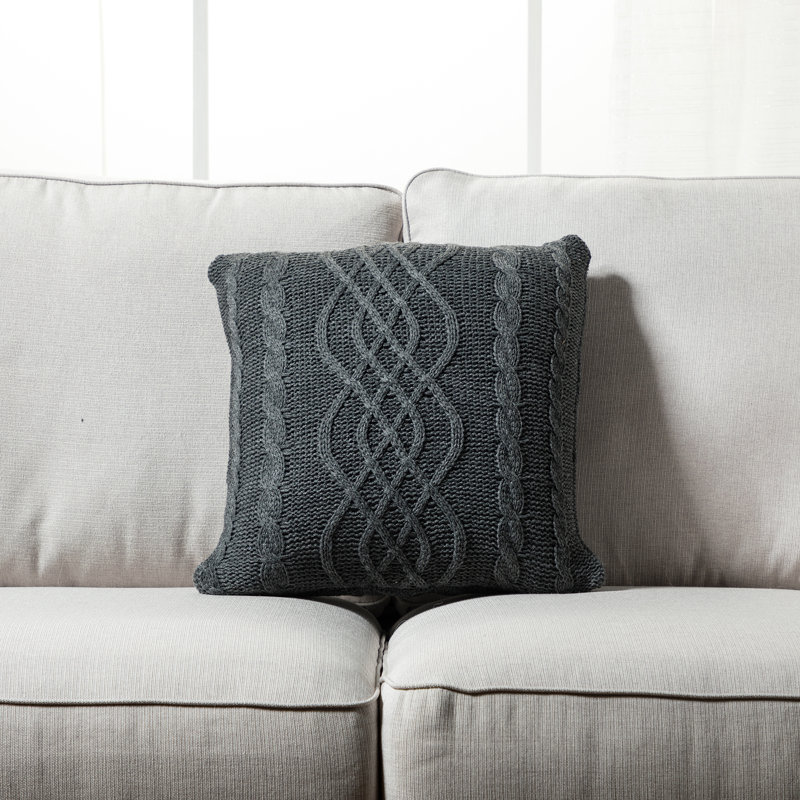 Housse de coussin et insert Banff, Gris chiné, Pas de bourre, H 18 po x l 18 po x P 3 po