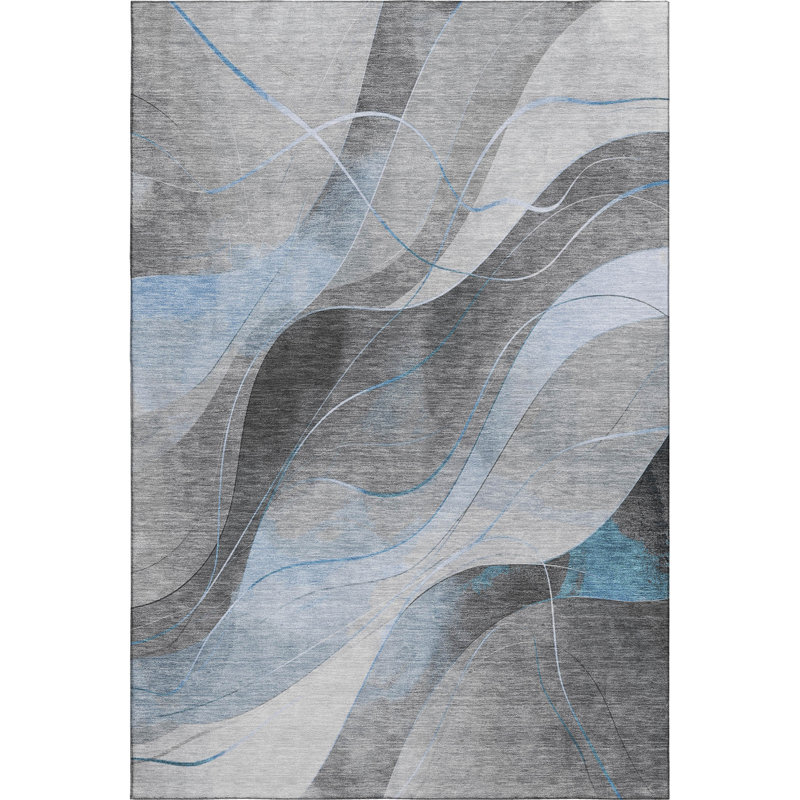 Premium Machine Washable Varasteh AMF1668 Swirls Rug, Rectangle 10' x 14'