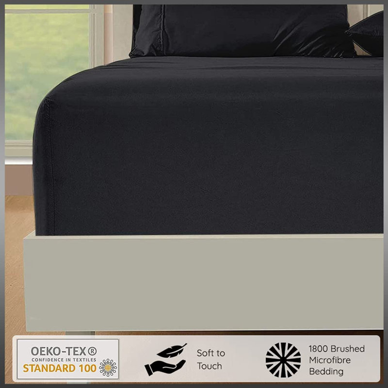 Sateen Sheet Set, Black, Queen