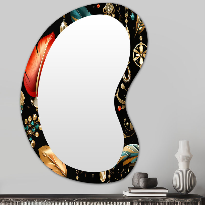 Black Jewellery Boho Chic - Boho Asymmetrical Shapes - Bohemian Large Wall Mirror, 31" x 22"
