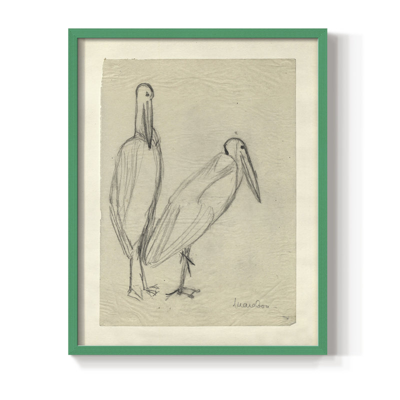 Reproduction encadrée rétro C III - bois massif, H 30 po x l 24 po, Vert