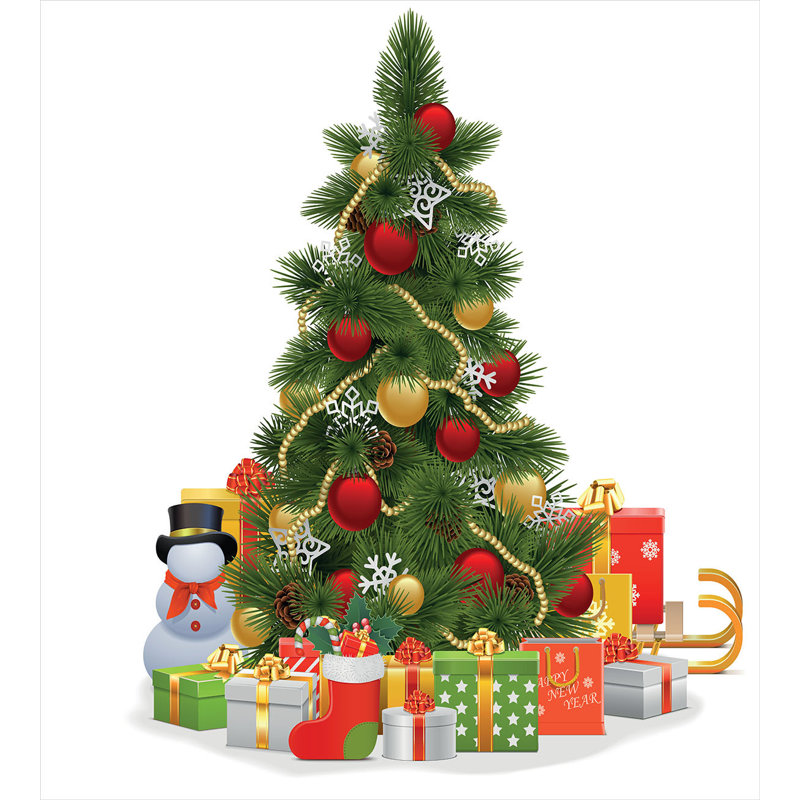 Christmas Modern & Contemporary Duvet Cover, Twin Duvet Cover + 1 Pillow Sham, Christmas Tree