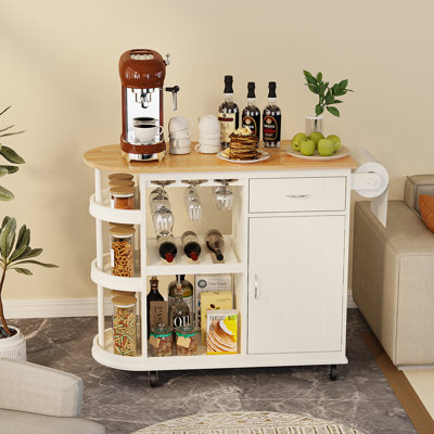 Kitchen Island, Kitchen Cart With Drawer and Wine Rack by Gracie Oaks