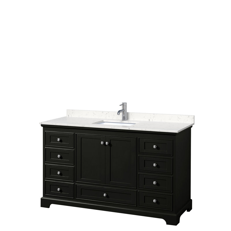 Deborah 60'' Dark Espresso Single Freestanding Bathroom Vanity with Light-Vein Carrara Marble Top
