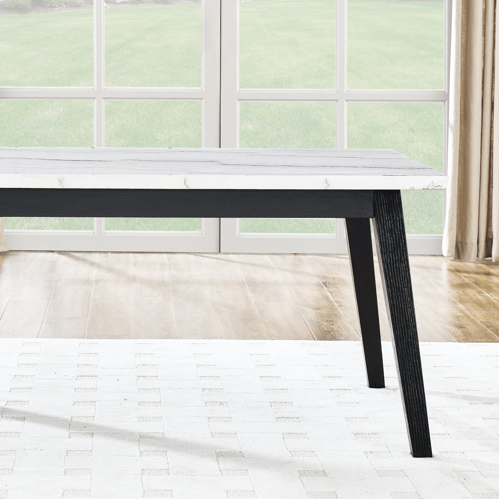 Lucia 72" Genuine Marble Dining Table, Black