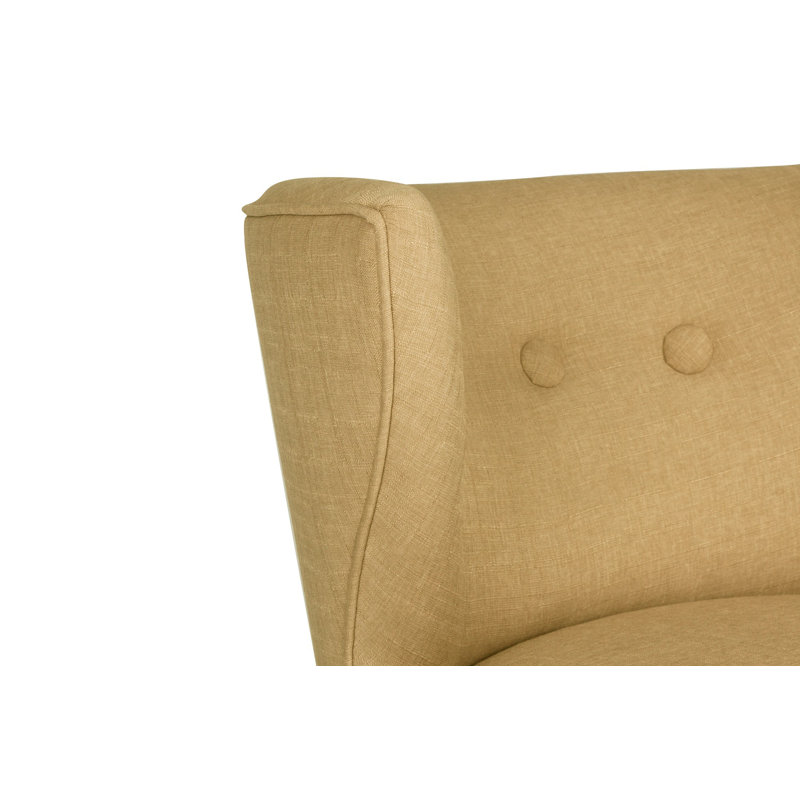 Fauteuil à oreilles rustique brun laiteux, structure en bois massif, 31,5 po x 29,1 po x 29,1 po | Tissu 100% polyester facile à nettoyer avec 32 mousses en mousse pour plus de confort | Parfait pour les espaces de vie de style hôtelier et scandinave