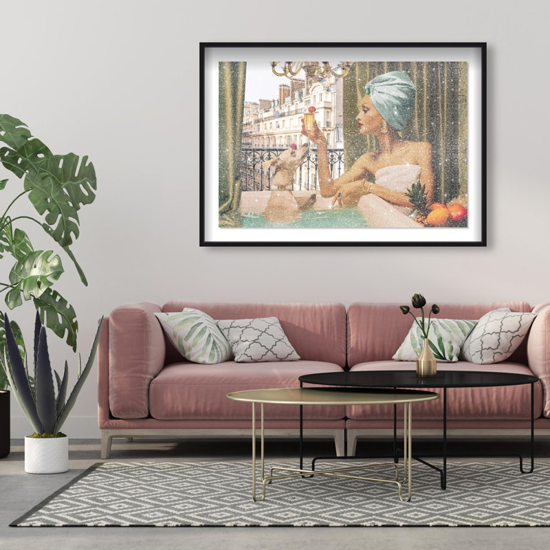 Oliver Gal Tropical Bath Fashion - Diamond Dust Shadowbox Framed Wall Art, 37.5" H x 55.5" W, Black