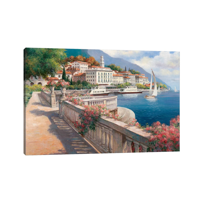 Lago Di Como I par T.C. Chiu - peinture sur toile tendue, H 40 po x l 60 po x 1,5 po