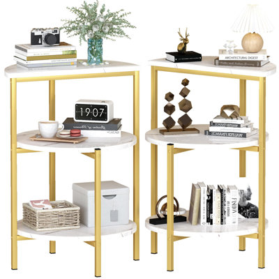 Modern Marble End Table Set of 2