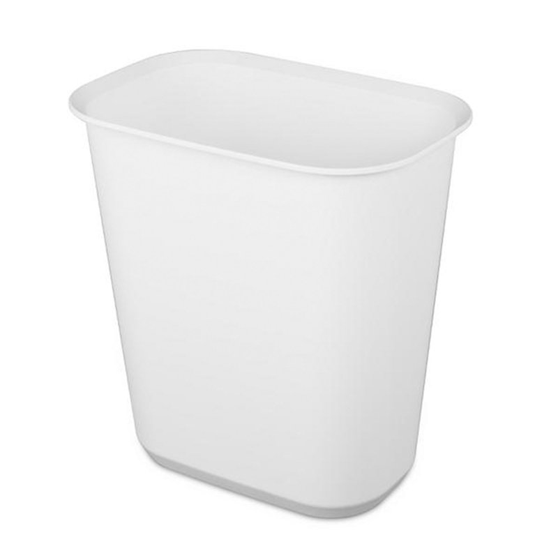 Sterilite 5.5 Gallon White Plastic Rectangular Wastebasket, 6 Pack