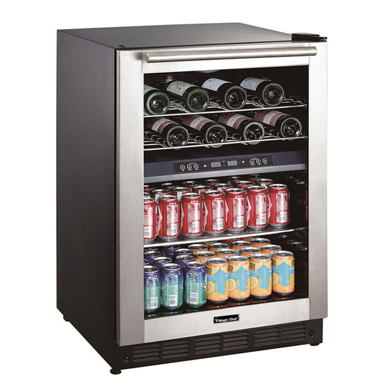 Magic Chef 24'' Stainless Steel Dual-Zone Wine and Beverage Cooler