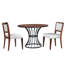 Table ronde 42 po en chêne avec placage chaleureux, 2 chaises en mélange de lin et piédestal industriel en fer pour teinture de patio frottée à la main, mat confortable