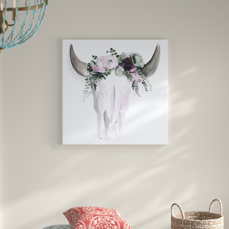 «Bohemian Horns I», peinture sur toile, H 12 po x l 12 po, Toile tendue