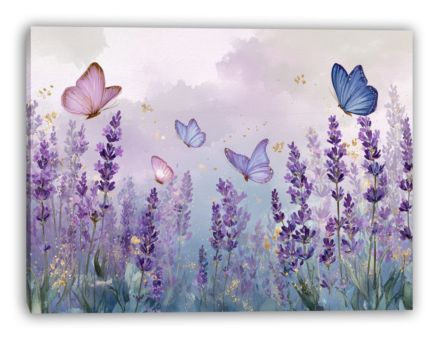 Ophelia & Co. Lavender Butterflies in Mist Wrapped Canvas Wall Art ...