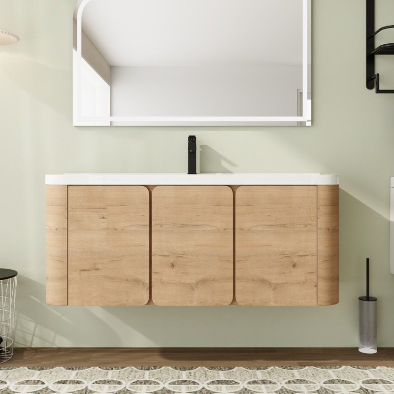 Ensemble de meuble-lavabo simple 48 po avec plateau en résine et portes à fermeture en douceur 48 po, 48"