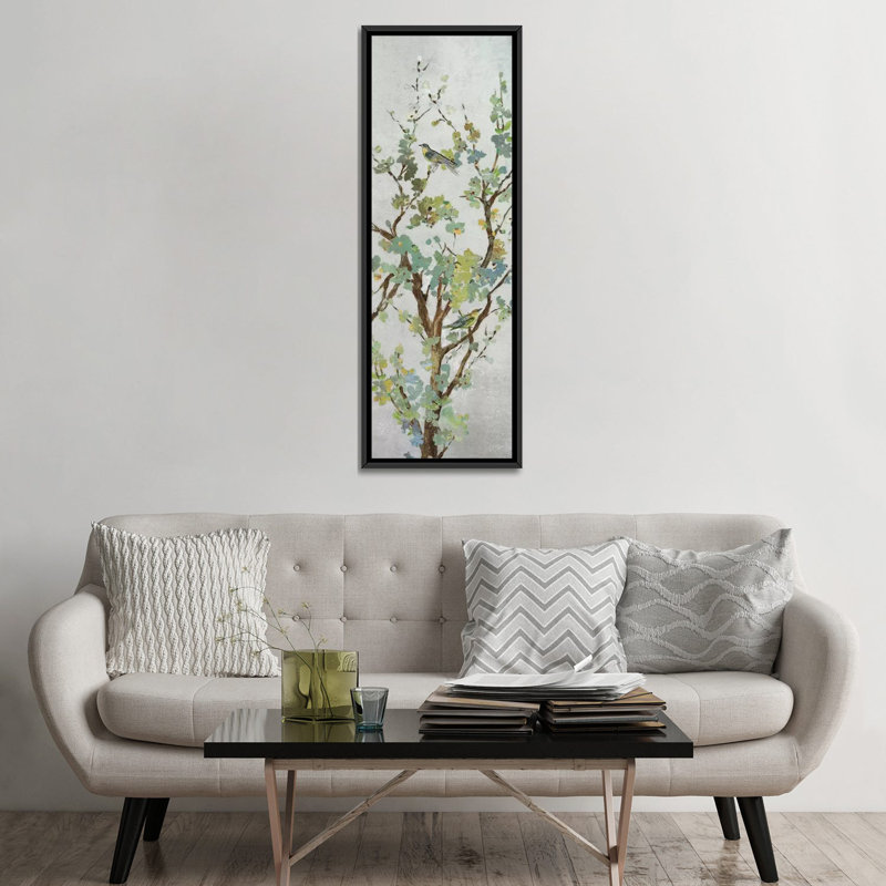 « sage branch ii », impression sur toile tendue, H 60 po x l 20 po x P 1,5 po, Cadre noir