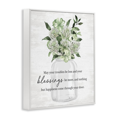 Lucky Clover Blessing Framed Giclee Art by Lettered and Lined