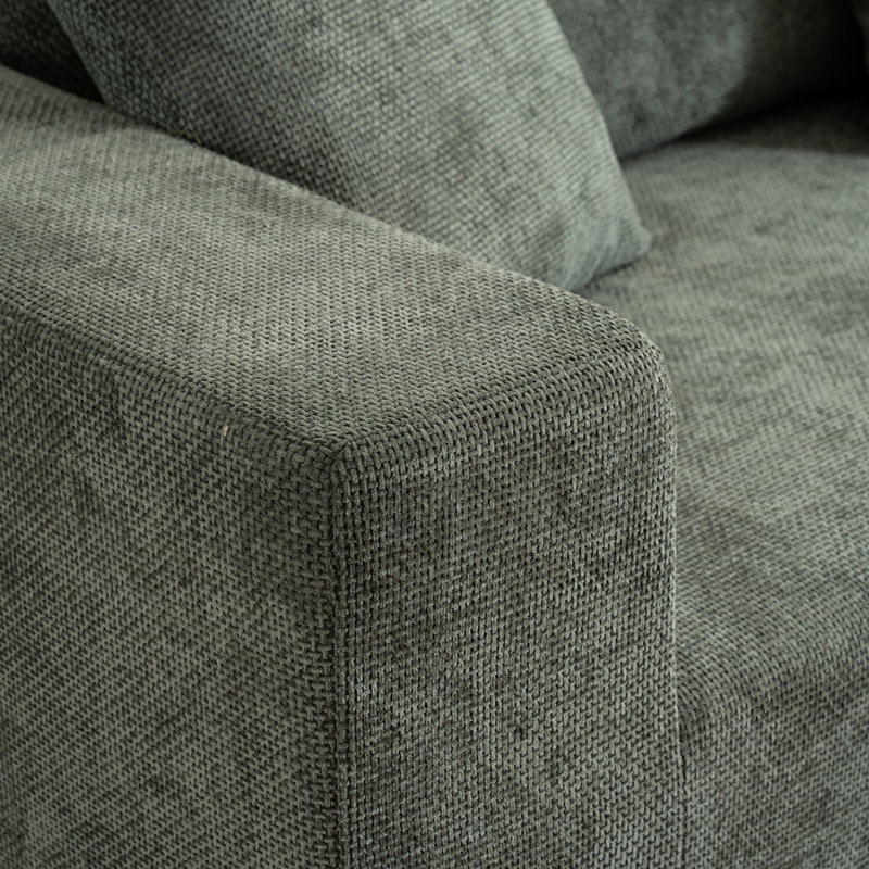 Modular sectional sofa with L-shaped lounge chair, Green