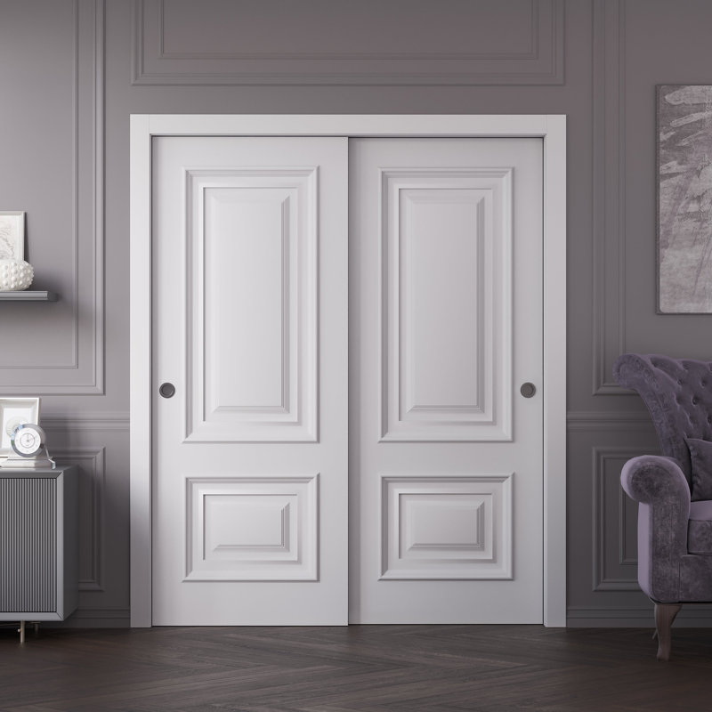 Portes coulissantes de contournement de garde-robe | Émail blanc IMPERial 1822 | Ensemble de quincaillerie Rails | Portes de garde-robe de chambre en bois massif