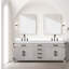 Meuble-lavabo double en chêne blanc 84 po X P 22 po D, avec plateau en quartz blanc