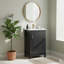 Meuble-lavabo de 20 po avec lavabo en céramique, armoire de rangement moderne et 1 porte à fermeture en douceur - conception peu encombrante