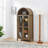 A High Arched Storage Cabinet With A Lamp, A Modern Retro-Style Wooden Storage Cabinet With Adjustable Glass Partitions, Suitable For Use As A Multi-Functional Cabinet In Kitchens-1251430172