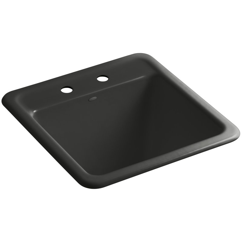 Park Falls 22" L x 21" W Service Sink, Caviar, 2 holes