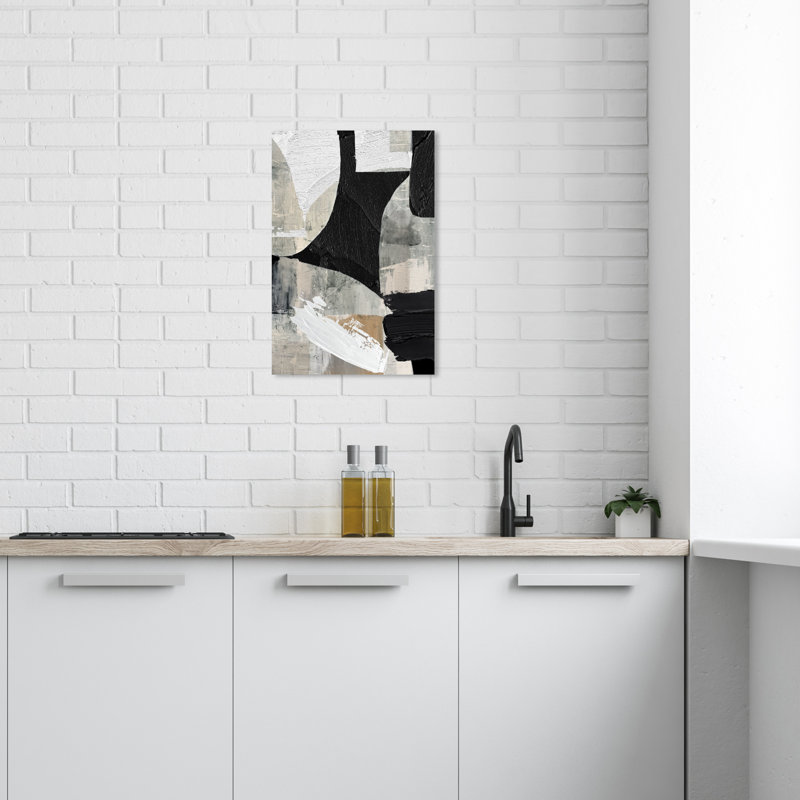 Abstract Living Room Style Modern & Contemporary Black Canvas Wall Art Print, H 24 po x l 16 po x P 0,8 po