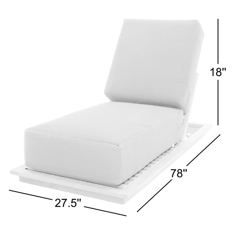 Hermosa Outdoor Teak Chaise Lounge, White
