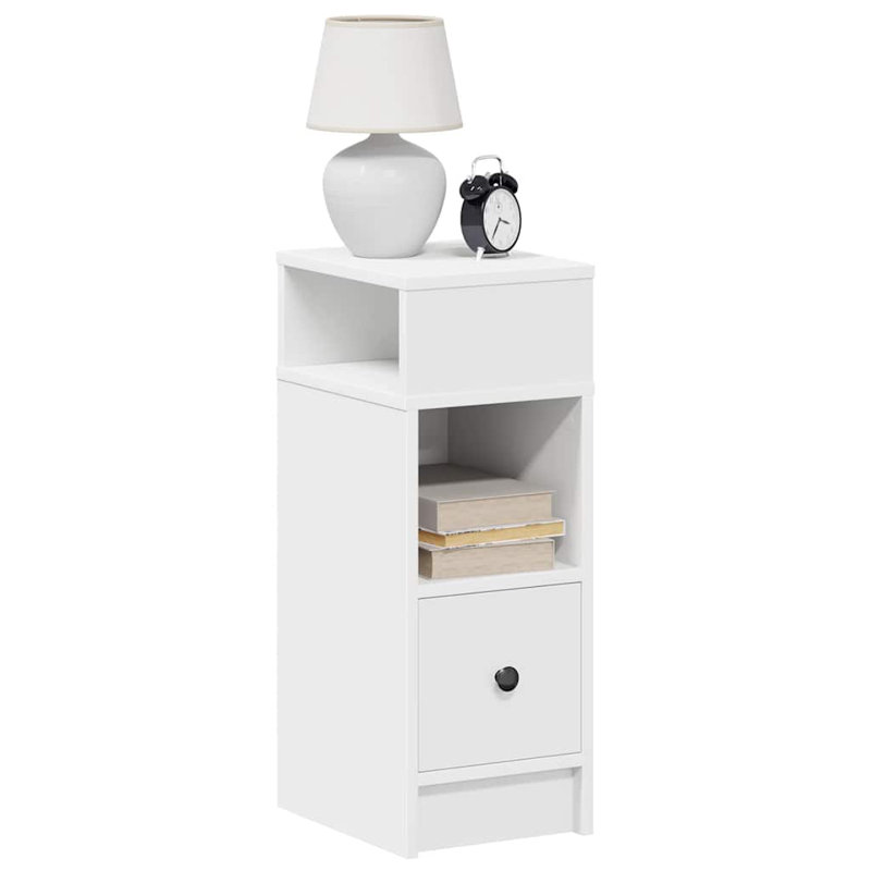 Rozario 25cm W Manufactured Wood Bedside Table, White, 1