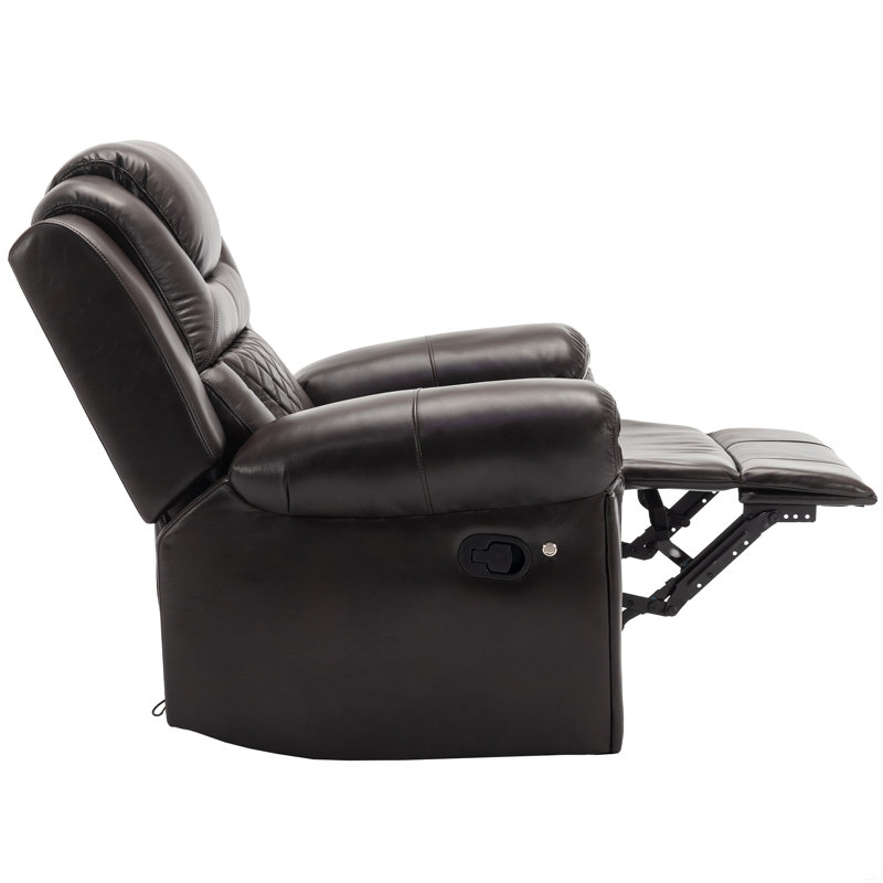 Home Theater Seating Manual Recliner Chair With Led Light Strip, Brown