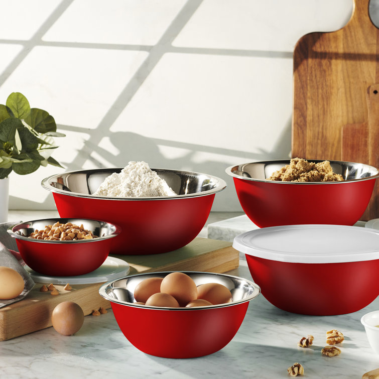 WHYSKO Stainless Steel Mixing Bowls With Lids Set, 5 Sizes Nesting