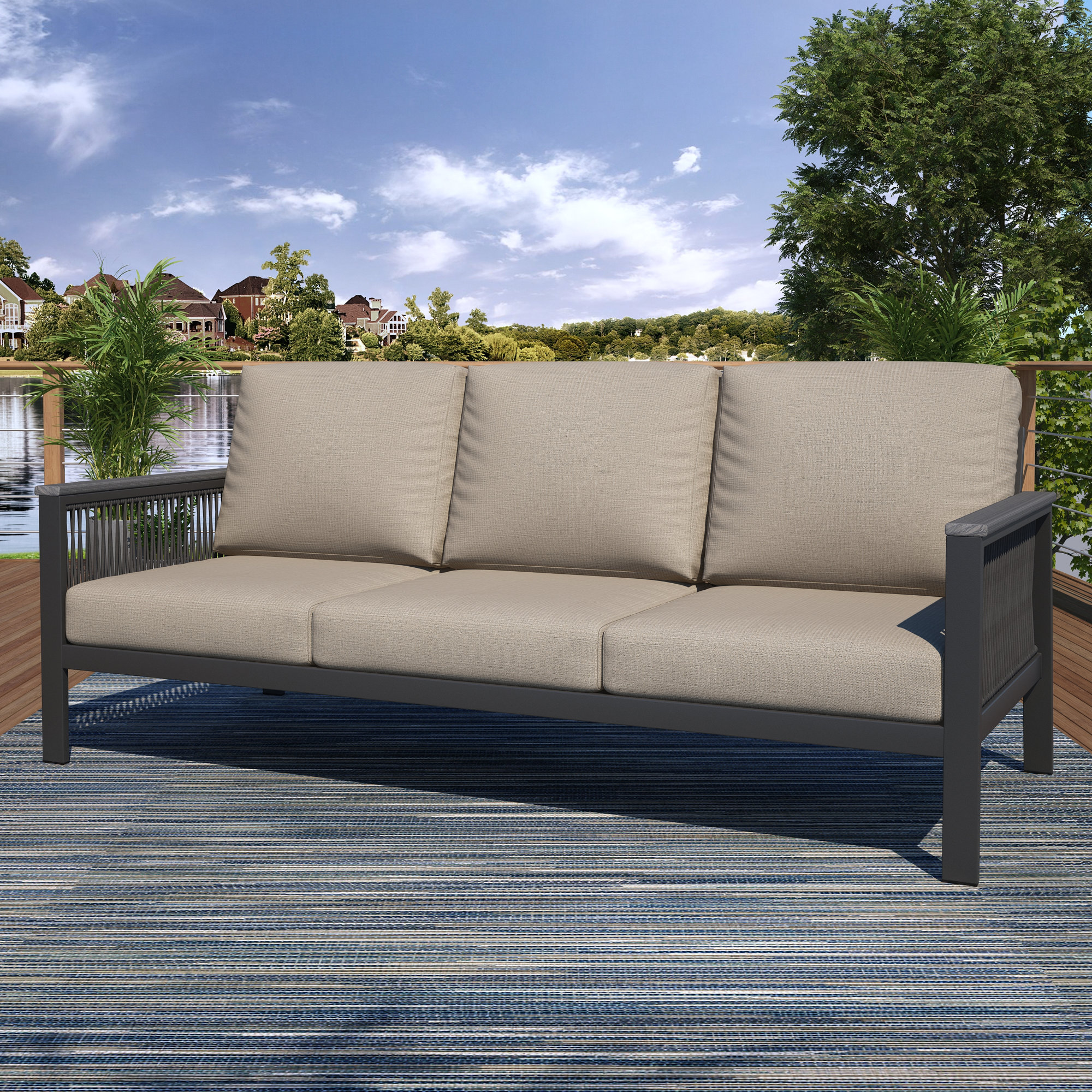 Townsend 80'' Wide Outdoor Patio Sofa with Sunbrella® Cushions, Cast Silver Sunbrella®