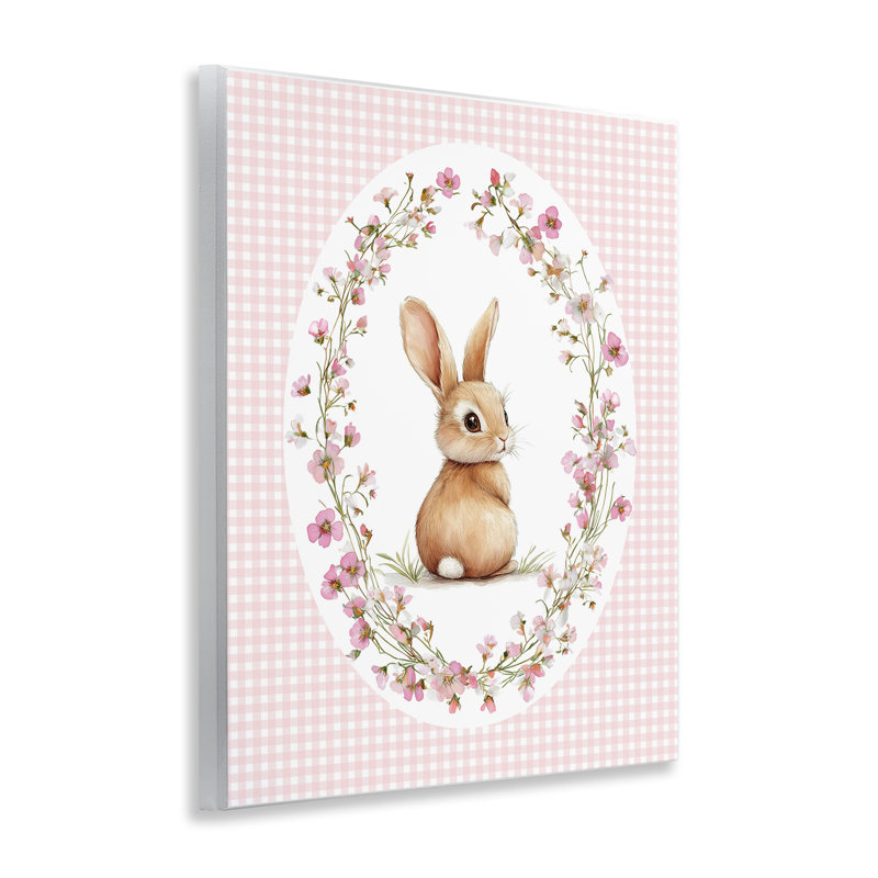 Plaque murale Spring Gingham Rabbit, design par Christine Simpson Art