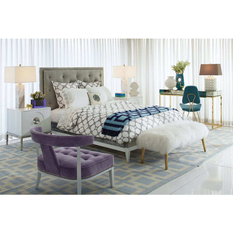 Mongolian Upholstered Bench, White