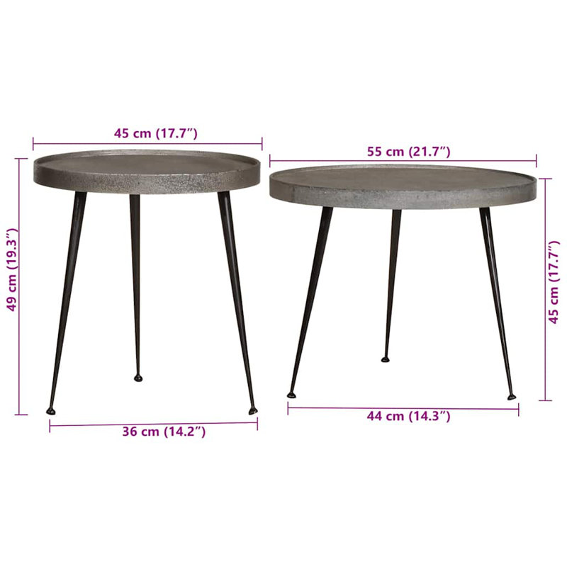 Coffee Table 2 Pcs Engineered Wood, Silver Black