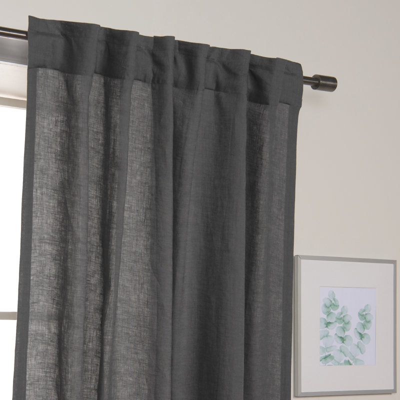 Paire de rideaux semi-transparents avec passe-tringle Gwen, Gris foncé, l 52" x L 84"