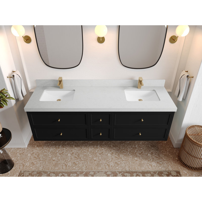 Meuble-lavabo double 72 po Roswell, Quartz de Carrare
