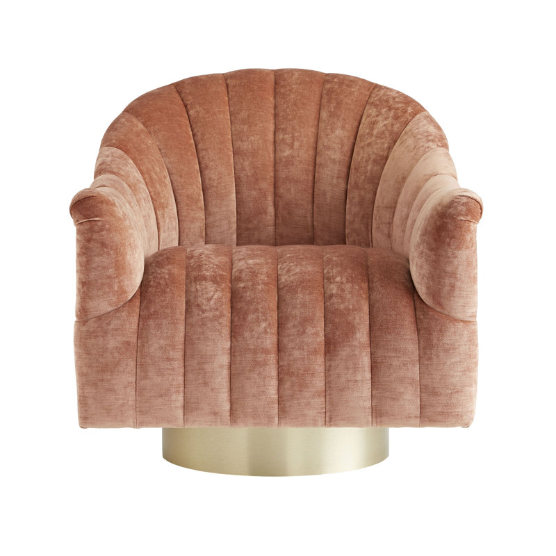 Springsteen Swivel Barrel Chair, Dusty Rose Velvet