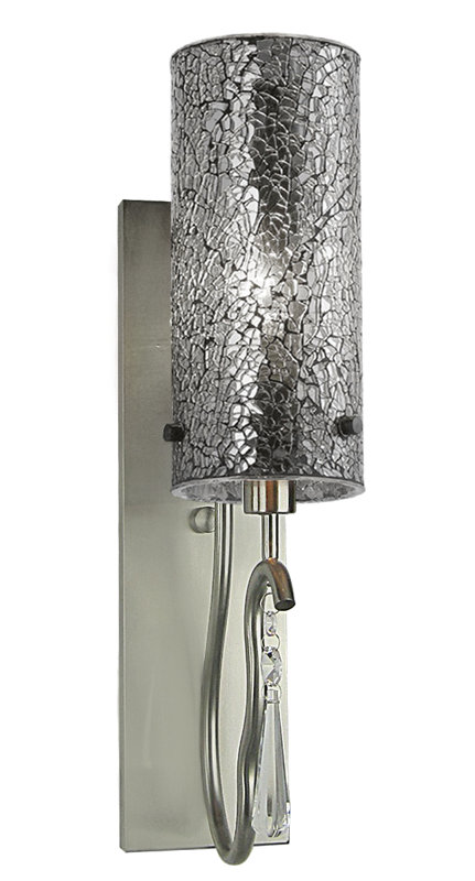 Haley Armed Sconce, Satin Nickel, White