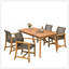 Ensemble de salle à manger 5 pièces pour patio, table à lattes de 63 po et 4 chaises en bois d'acacia et en rotin de polyéthylène pour patio