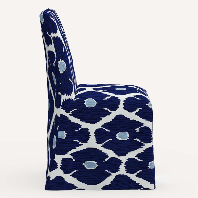 Sadia Slipcover Chair, Jr Poppy Indigo Geometric Linen