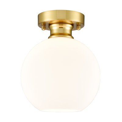Gold Ceiling Light Fixture Flush Mount Light With Milk Opal Glass Shade