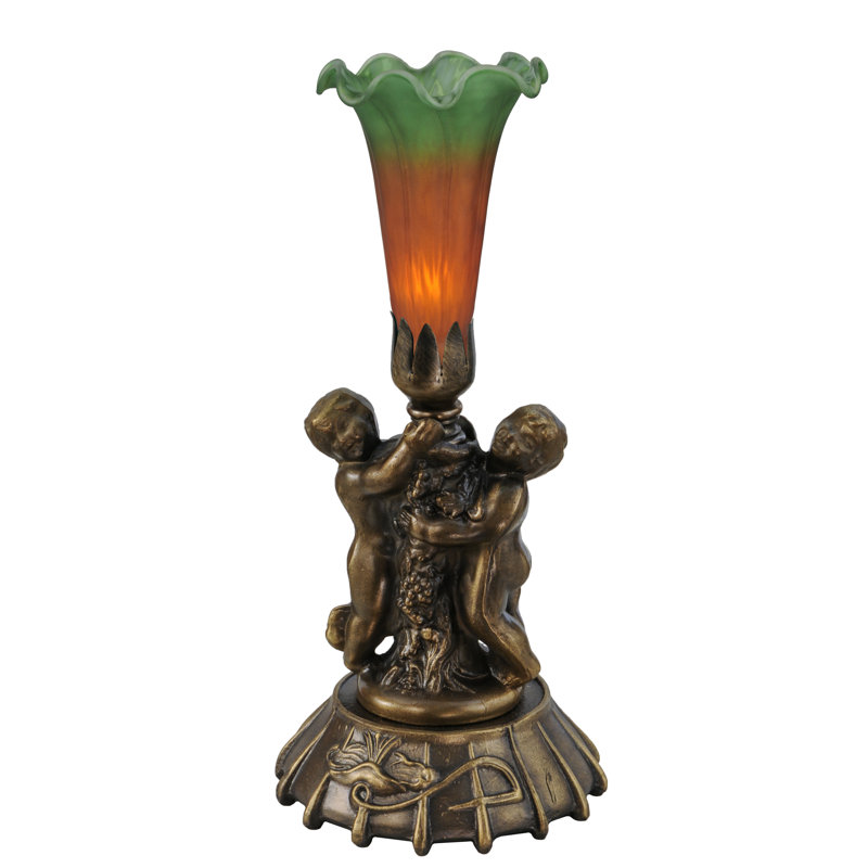 Twin Cherub Torchiere Lamp, Amber/Green