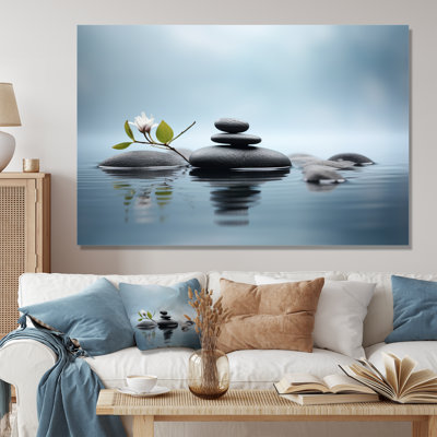 Blue Zen Serenity of Spiritual Stones In Water II - Art spirituel en pierre